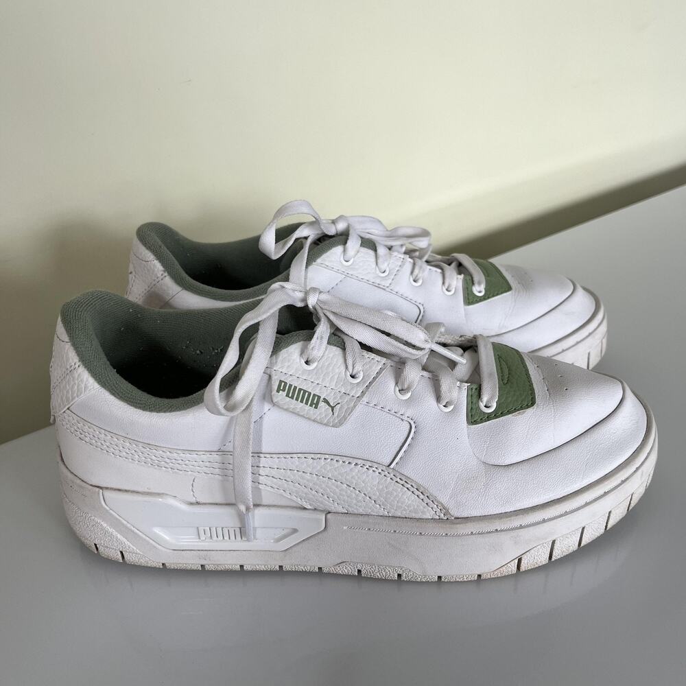 Puma CA Pro Shoes Sneakers Womens Size 9.5 White Green Leather Low Top 388560-02